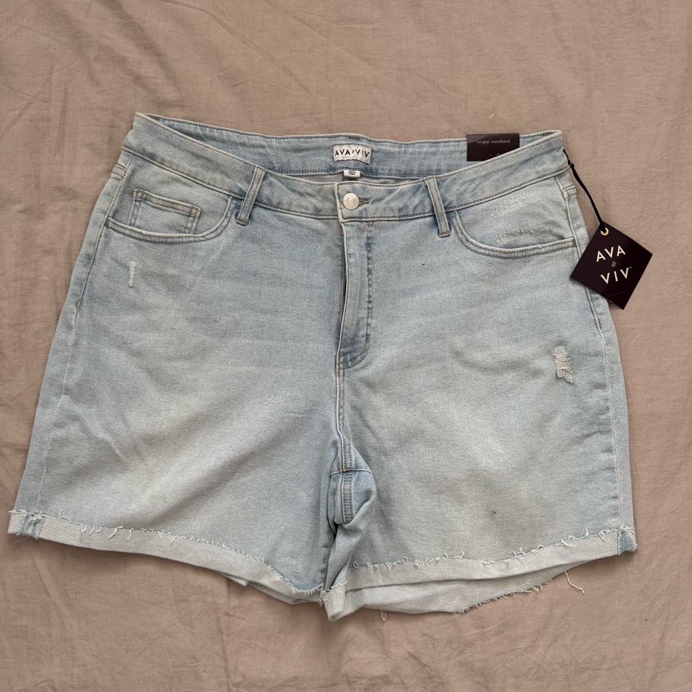 Women's High-Rise Blue Jean Shorts Relaxed Fit - Ava & Viv